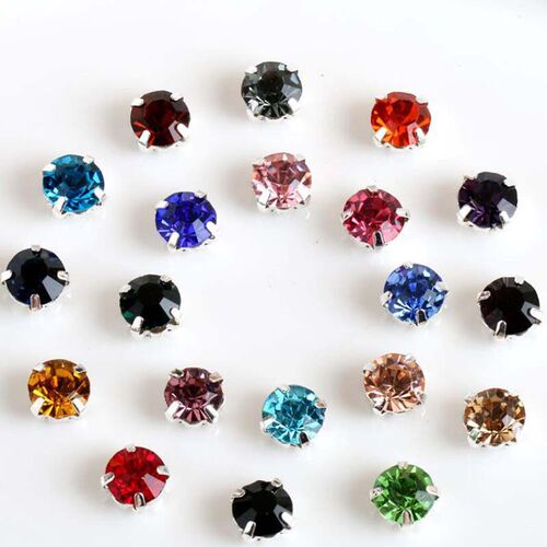 New 3mm 4mm 5mm 7mm 8mm Silver Claws Sew-on Round Rhinestone
