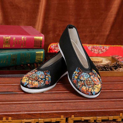 Mens Red Wedding Shoes Xiuhe Shoes Flat Old Cloth Shoes Emb
