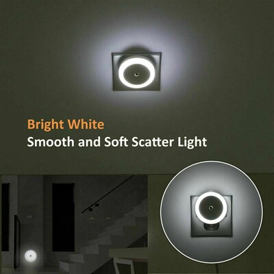 LED Night Light Mini Cute Wall Plug-in Auto Sensor Bedside L