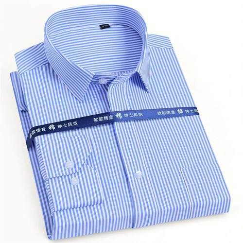 Mens Classic Long Sleeve Solid/striped Basic Dress Shirts S