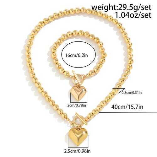 2Pcs Creative Punk Big Love Heart OT Buckle Pendant Choker N