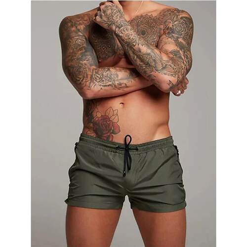 Mens Swim Trunks with Zipper Pockets Mesh Liner Summer Beach