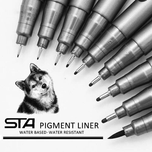 STA  Waterproof  Fade Proof Micron PenTip Fine Liner Black S