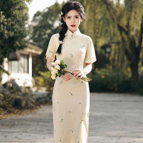 Spring and summer new style chiffon bright silk embroidery d