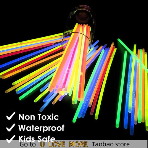 100Pcs Party Fluorescence Light Glow In The Dark Sticks Brac
