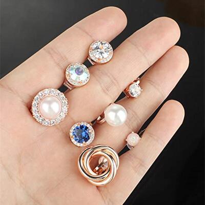 1Pair Simulated Pearl Clip On Earring Stud Cz Non Pierced