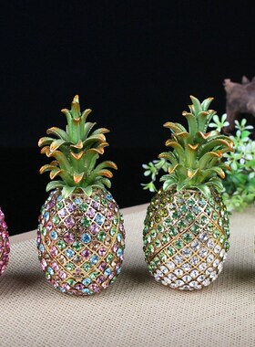 满钻凤梨合金摆件家居创意珐琅彩色工艺品贺礼商务礼品摆件