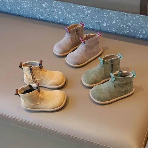 Children Boots Autumn Winter Kids Warm Fur Shoes Vintage Sty
