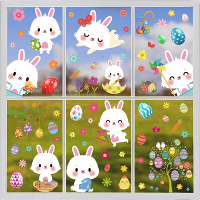 Easter Easter Bunny Egg Electrostatic Stickers Window Glass