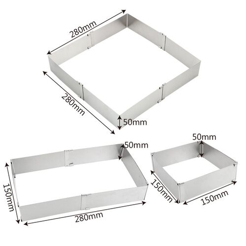 HOOMIN Stainless Steel Adjustable Mousse Ring Square Cake Mo