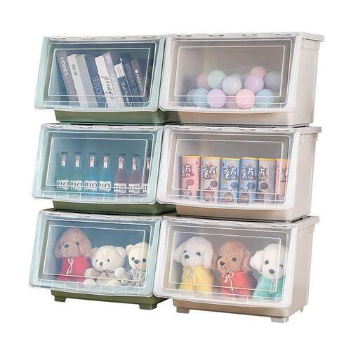 Flap toy storage box children transparent front opening