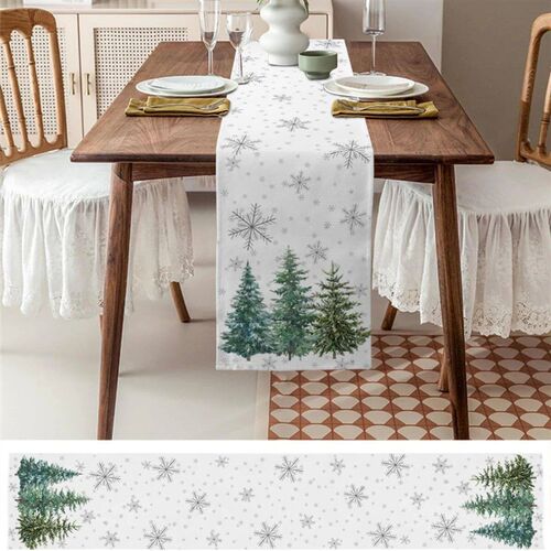 Christmas Green Pine Tree Linen Table Runners Dresser Scarve