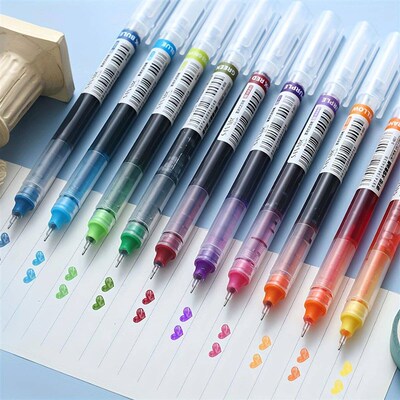 12 Pieces Rolling Ball Pens, Quick-Drying Ink 0.5 mm Extra F
