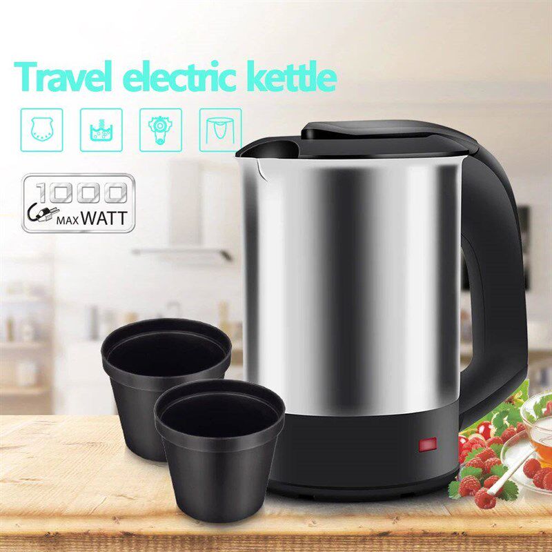 Mini Electric Kettle Tea Coffee Stainless Steel 1000W Portab