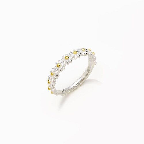 Fashionable Sweet Daisy TwoTone Ring Flower Ring Adjustable