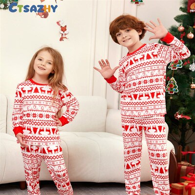 Christmas Family Matching Pajamas Set Couple Striped Pyjamas
