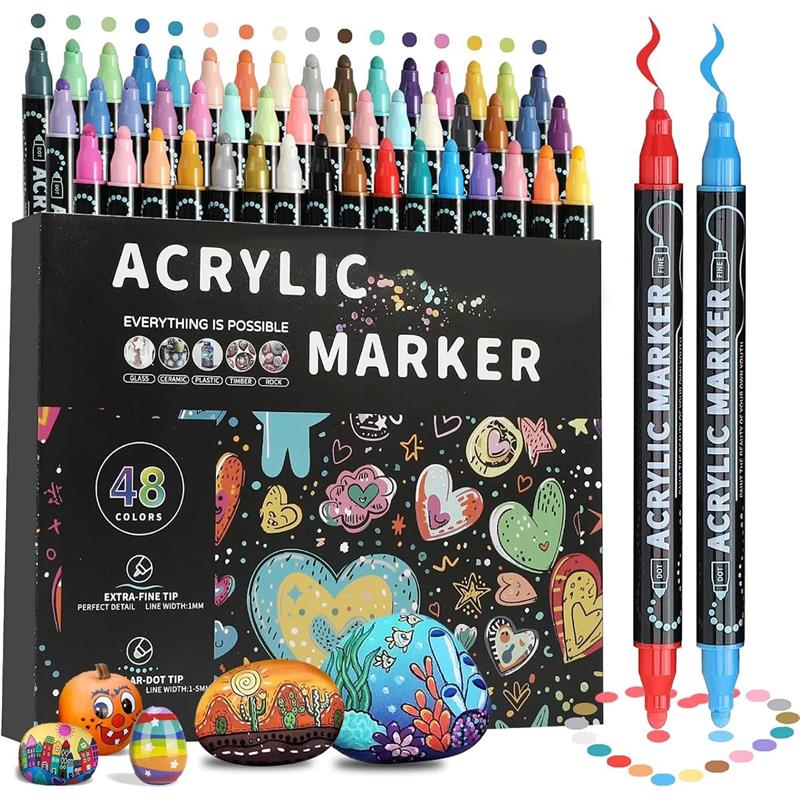 12/24/36/48 Colors Dual Tip Acrylic Paint Pens Markers  for图片