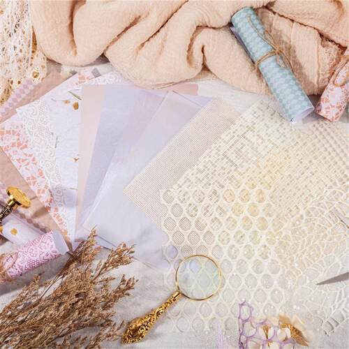 15pcs Vintage Mixed materials Lace paper Scrapbook Materials