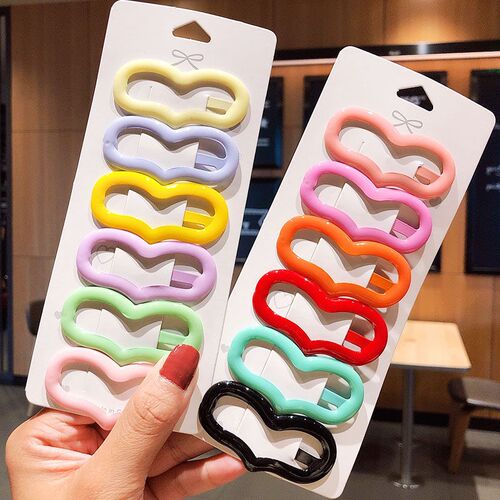 6PCS/Set New Women Girls Cute Colorful Heart Triangle Hairpi