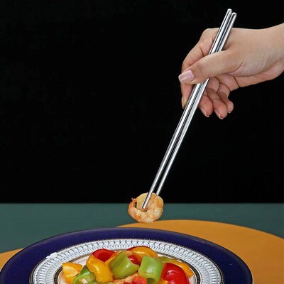 1/2/5 Pairs Chinese Chopsticks Stainless Steel Non-slip Sush