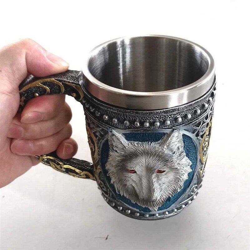 Viking Wood Style Beer Mug Simulation Wooden Barrel Beer Cup图片