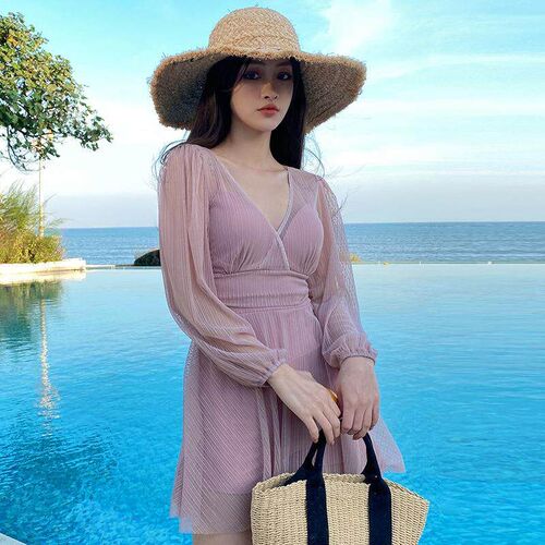Slightly chubby plus size swimsuit, womens bubble skirt
