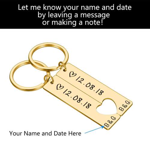 Customized Couples Keychain Boyfriend Girlfriend Keyring Hus