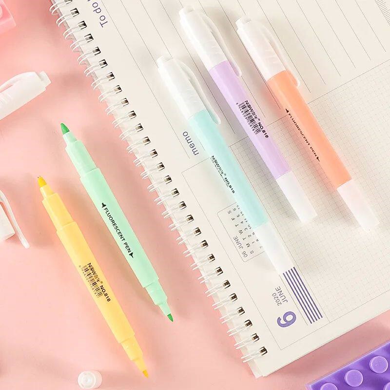6Pcs/Set Double Head Fluorescent Highlighter Pen Markers Pas图片