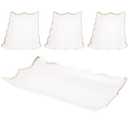 4 Pcs Trays Square Paper Lace Plate Party Serving and