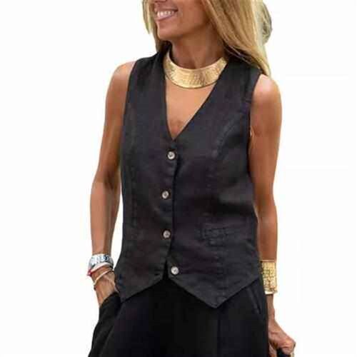 Solid to color wear linen outerwear sleeveless solid cotton