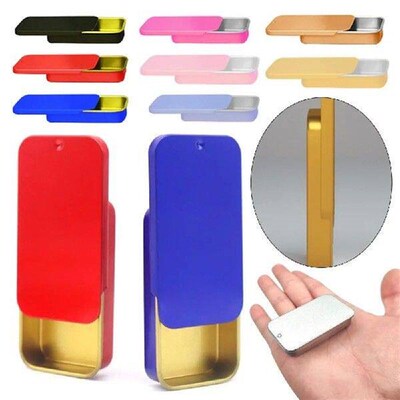 Mini Multi Color Tin Box Hand-held Feeder Sliding Cover
