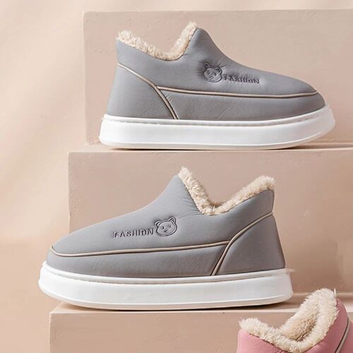2023 Vogue New Winter Cartoon Bear Soft Mens Heel Wrap Flat