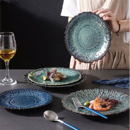 Flower Shaped Ceramic Dining Plate Western Style Steak