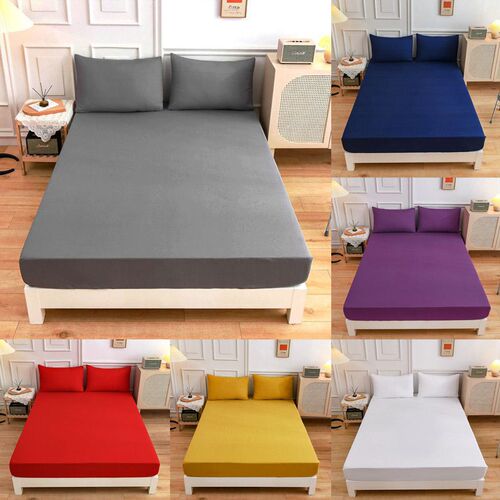 Solid lor Single Bed ver Pillowcase Bedding Matress Protecto