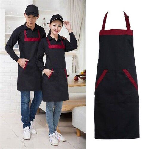 Women Bib Apron Waist Kitchen Restaurant Cooking Pocket