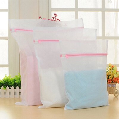 3 Size Wash Clothes Bags Zippered Mesh Laundry Bag Foldable