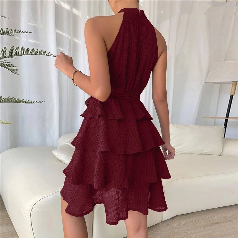 Summer Dresses For Women 2025 Sleeveless Hanging Neck Tie图片