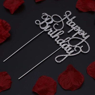Crystal Rhinestone Party Decor Birthday Cake Topper for
