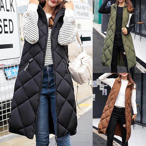 Outwear  Stylish Zipper Pockets Lady Coat Thick Winter Vest