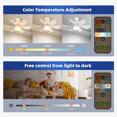 Socket Fan Light-Led Ceiling Fans with Lights and Remote