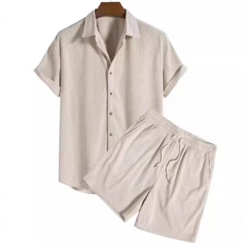 Mens Casual Loose Multi-color Beach Cotton And Linen Set Di