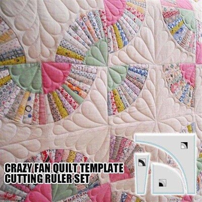 Crazy Fan Quilt Template Cutting Ruler Set Clear Acrylic