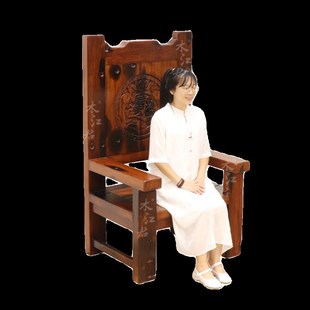 木江君老船木主人椅茶桌椅子主人位大靠背椅单个实木霸气泡茶茶椅