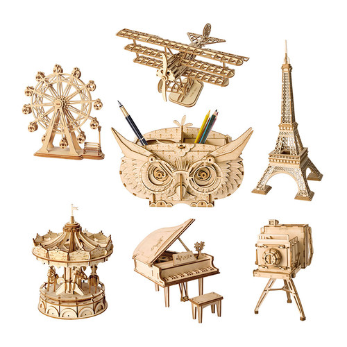 Robotime DIY 3D Wooden Puzzle Toys Assembly Model Toys Plane