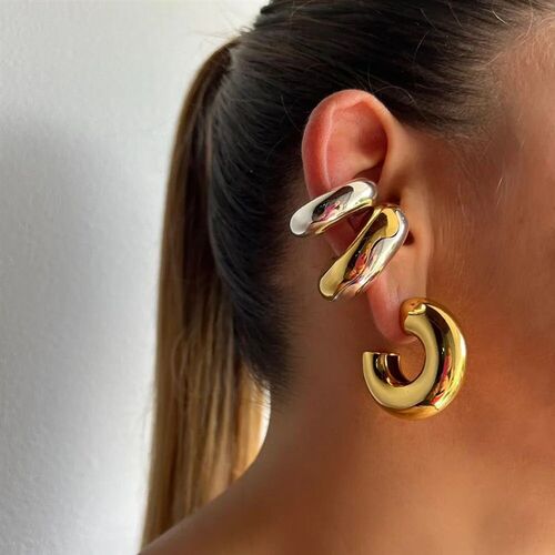 Extra Large Ear Cuff Texture Hammered Twist Lightweight Clip
