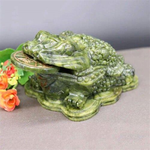 Easy to Clean Frog Ornament Faux Jade Wealth Frog Statue