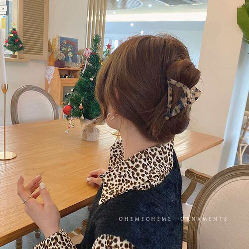 troangular tic Leopard Print Grab Clip Back of Head Elegant