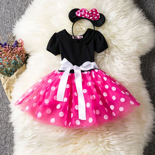 Girls Cosplay Cartoon Costume Kids Summer Short Sleeve Polka