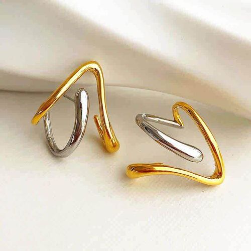 Korea Irregular Abstract Earring Feminine metallic