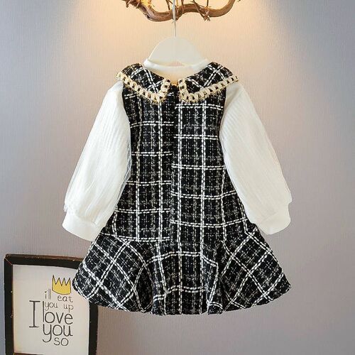 Baby Girls winter Princess Patchwork Dress 2023 New Fashion